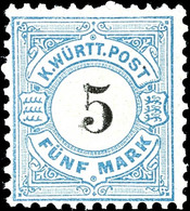 5 Mark Mit Doppeldruck Der Wertziffer Tadellos Postfrisch, Mi. 500.-, Katalog: 54DD ** - Altri & Non Classificati