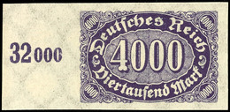 4000 Mark Ziffer Ungezähnt Vom Linken Bogenrand Tadellos Postfrisch Und Allseits Breitrandig, Gepr. Peschl BPP, Mi. 150. - Altri & Non Classificati