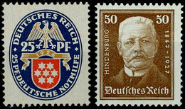 25 Pf Nothilfe Und 50 Pf Geburtstag Hindenburg Tadellos Postfrisch (400X Ist Tiefst Gepr. Schlegel BPP), Mi. 100.-, Kata - Altri & Non Classificati