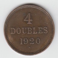 Guernsey Coin 4 Doubles 1920 Condition Very Fine - Guernesey