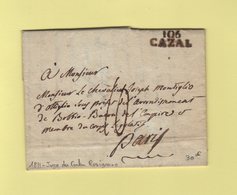Cazal - 106 - 1811 - Courrier Du Juge De Paix Du Canton De Rosignano - Departement Conquis De Marengo - 1792-1815: Conquered Departments