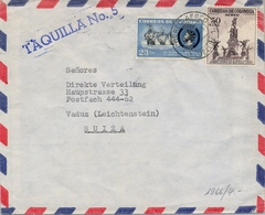 1956 , COLOMBIA , SOBRE CIRCULADO ENTRE MEDELLÍN Y VADUZ ( LIECHTENSTEIN ), CORREO AÉREO , MARCA TAQUILLA Nº 5 - Colombia
