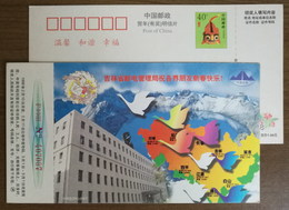 Tianchi Volcano Crater Lake,Swan Goose Bird,China 1998 Jilin Post & Telecom New Year Advertising Postal Stationery Card - Volcanos