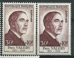 [24] Variété : N° 994 Paul Valéry Brun Au Lieu De Brun-rouge + Normal ** - Unused Stamps