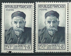 [24] Variété : N° 993 Emile Roux Anneau Lune + Normal ** - Unused Stamps
