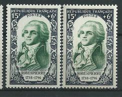 [24] Variété : N° 871 Robespierre Vert-jaune Au Lieu De Vert + Normal ** - Unused Stamps