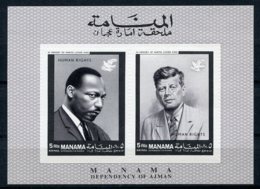 Manama, 1968, Human Rights, Martin Luther King, John F Kennedy, JFK, MNH Imperforated, Michel Block A8B - Manama
