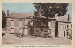 D37 - REUGNY - LA MAIRIE ET LE MONUMENT AUX MORTS 1914-1918 - Carte Partiellement Colorisée - Reugny