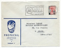 Enveloppe En-tête - PROTECSIL - ARINTHOL (Jura) - OMEC "En France, Au Pays Du Mont Blanc..." Les Houches Hte Savoie 1959 - Publicités