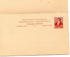 ARGENTINE (12) : Carte Réponse Entier Postal 6 Centavos - Entiers Postaux