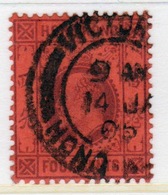 Hong Kong Edward VII 1903 Four Cent Purple/red Single Stamp. - Gebruikt