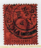 Hong Kong Edward VII 1904 Four Cent Purple/red Single Stamp. - Oblitérés