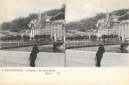 Le Dauphiné, Grenoble - Les Quais Sainte Marie - Carte Stéréoscopique LL N° 6 Dos Simple, Non Circulée - Stereoskopie