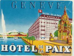 Hotel De La Paix / GENEVE/Suisse /Vers 1945-1955       EVM35bis - Adesivi Di Alberghi