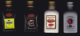 COLECCIÓN DE 4 MINI BOTELLAS VACIAS DE LICORES DE DESTILERIAS PANIZO - Licor Espirituoso