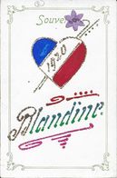Prénom - Souvenir 1920 Blandine Avec Coeur Tricolore Et Ajoutis Brillants Et Fleur - Prénoms
