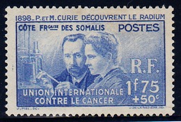 COTE DES SOMALIS - N°147* .  MARIE ET PIERRE CURIE. - 1938 Pierre Et Marie Curie