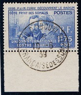 COTE DES SOMALIS - N°147 OBLITERE .  MARIE ET PIERRE CURIE. TB - 1938 Pierre Et Marie Curie