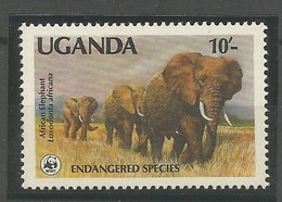 1988 Uganda WWF African Elephant Stamp (** / MNH / UMM) - Ongebruikt