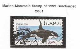 LSJP ICELAND MARINE MAMMALS STAMP OF 1999 SURCHARGED 2001 - Usati