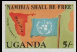 UGANDA 1983 Map Flag United Nations UNO 5Sh IMPERF.Namibia-related - Stamps