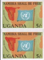 UGANDA 1983 Map Flag United Nations UNO 5Sh IMPERF.PAIR Namibia-related - Francobolli