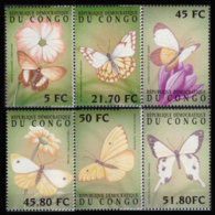 ZAIRE 2001 - Scott# 1591-6 Butterflies Set Of 6 MNH - Sonstige & Ohne Zuordnung