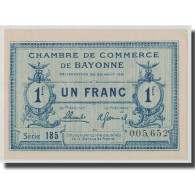 France, Bayonne, 1 Franc, 1921, SPL, Pirot:21-70 - Chambre De Commerce