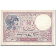 France, 5 Francs, 5 F 1917-1940 ''Violet'', 1939-11-02, TTB, Fayette:4.14, KM:83 - 5 F 1917-1940 ''Violet''