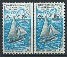 [24] Variété : N° 1621 Alain Gerbault Bleu Clair Au Lieu De Bleu Vif  + Normal ** - Unused Stamps