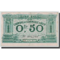 France, Agen, 50 Centimes, 1917, SUP, Pirot:2-13 - Chambre De Commerce
