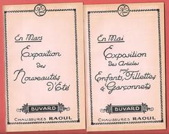 4 Buvards Neufs  1923  "CHAUSSURES RAOUL"   Lithographiés Décor ART DECO - EN MARS, EN MAI, EN JUILLET, EN OCTOBRE - Scarpe