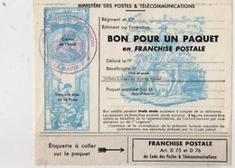 TB 2379 - MILITARIA - Bon Pour Un Paquet En Franchise Postale - Cachet Du 4?? è Rgt De Transmissions - Lettres & Documents