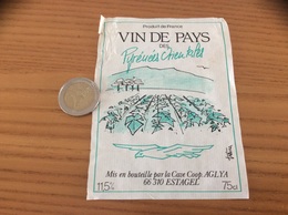 Etiquette « Vin De Pays Des Pyrénées Orientales - Cave Coop. AGLYA - ESTAGEL (66) » - Languedoc-Roussillon