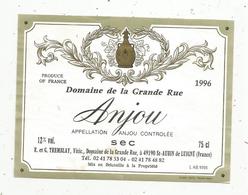 étiquette De Vin, Pays De Loire, ANJOU, Domaine De La Grande Rue ,sec, 1996 ,Tremblay ,St Aubin De Luigné - Autres & Non Classés
