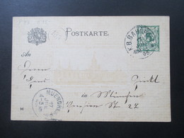 AD Bayern 1896 Sonderpostkarte P 47 Aus Dem Bedarf! Bahnpost Stempel K.B. Bahnpost Nach München - Ganzsachen