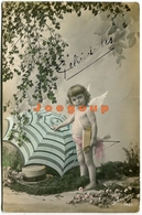 Colored Postcard Berlin Germany Girl An Angel Whith Umbrella And Hat Portrait Fille 1930 - Portretten