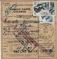 1949- Mandat-carte / COLONIAL De ANECHO  TOGO  - Valeur  30 F - Covers & Documents