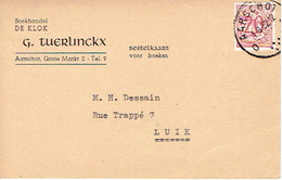 Postkaart Publicitaire 1952 AARSCHOT - "DE KLOK" G. TUERLINCKX - Boekhandel - Aarschot