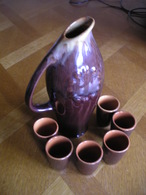 Clay Pitcher With 6 Shots - Other & Unclassified