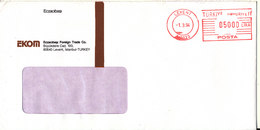 Turkey Cover With Meter Cancel Sent To Denmark Levent 1-3-1994 - Covers & Documents