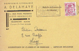CP Publicitaire JETTE 1947 - A. DELAHAYE -Papeterie-Librairie - Jette