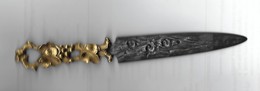 Tres Beau Ouvre Lettre Metal  Manche En Bronze Sur Lr Theme Vigne  Langueur  20cm - Briefopener