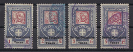 HELVETIA : 4 TIMBRES OBLITÉRÉS / 4 USED STAMPS : SERVICE CONSULAIRE : 1 Fr. / 2 Fr. / 3 Fr. / 5 Fr. (aa110) - Fiscaux