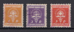 HELVETIA : 3 TIMBRES OBLITÉRÉS / 3 USED STAMPS : SERVICE CONSULAIRE : 1 Fr. / 3 Fr. / 5 Fr. (aa112) - Revenue Stamps