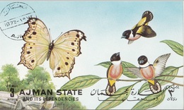 Aiman 1972 Farfalle Ed Uccelli Butterflies And Birds Foglietto Non Perforato Nuovo Preobliterato - Sparrows