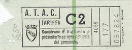 ROMA   /  A.T.A.C -  Biglietto Di Corsa Semplice  _  Tariffa C2 - Europe