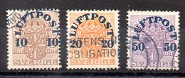 Serie Aéreo De Suecia Nº Yvert 1/3 O - Gebraucht