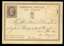 CARTOLINA POSTALE DIECI CENTESIMI PER UDINE 1876 A LA HAYE HOLLAND (11.450L) - Entiers Postaux