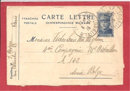 Y&T N°FM CARTE LETTRE PARIS Vers A142 ARMEE BELGE 1915 3 SCANS - Belgische Armee